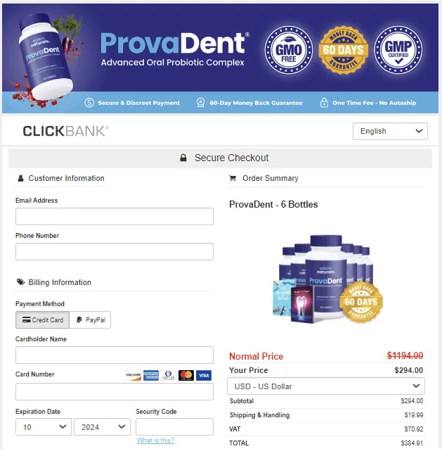 ProvaDent order_page